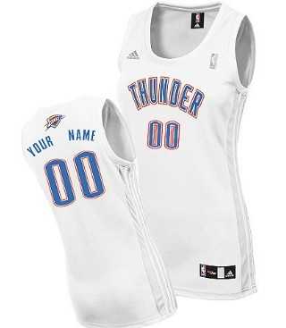 Women%27s Customized Oklahoma City Thunder White Jersey->customized nba jersey->Custom Jersey